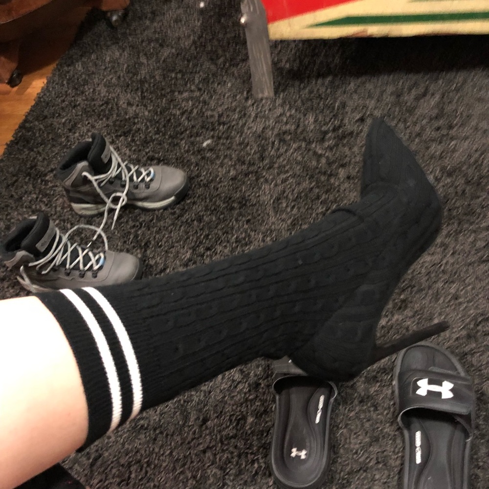 Black sock heels